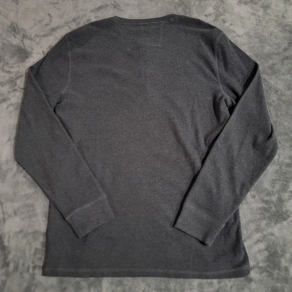 Banana Republic Shirt Men Large Gray Henley Knit Long Sleeve Minimalist NWT